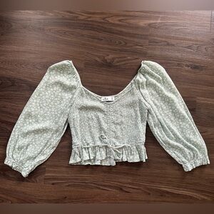 Hollister Floral Green Women's Top Size M